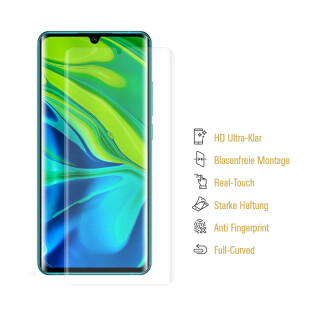 6x Displayfolie fr Xiaomi Mi Note 10 Pro FULL COVER Displayschutzfolie HD KLAR