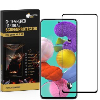 6x 9H Hartglas für Samsung Galaxy A51 FULL COVER Panzerfolie Displayschutz KLAR SW Panzerglas Schutzglas Schutzfolie
