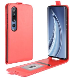 Flip Case Handyhülle für Xiaomi Mi 10 Vertikal Schutzhülle Tasche Cover Rot Bumper Smartphone Kartensteckplatz-Kreditkarte-Geldscheine EC-Karte Bank-Karte