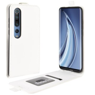 Flip Case Handyhülle für Xiaomi Mi 10 Vertikal Schutzhülle Tasche Cover Weiß Bumper Smartphone Kartensteckplatz-Kreditkarte-Geldscheine EC-Karte Bank-Karte