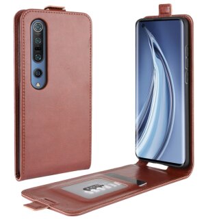 Flip Case Handyhülle für Xiaomi Mi 10 Vertikal Schutzhülle Tasche Cover Braun Bumper Smartphone Kartensteckplatz-Kreditkarte-Geldscheine EC-Karte Bank-Karte