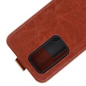 Flip Case Handyhülle für Huawei P40 Vertikal Schutzhülle Tasche Cover Braun Bumper Smartphone Kartensteckplatz-Kreditkarte-Geldscheine EC-Karte Bank-Karte