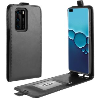 Flip Case Handyhülle für Huawei P40 Vertikal Schutzhülle Tasche Cover Schwarz Bumper Smartphone Kartensteckplatz-Kreditkarte-Geldscheine EC-Karte Bank-Karte