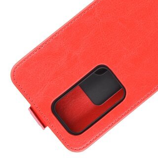 Flip Case Handyhlle fr Huawei P40 Vertikal Schutzhlle Tasche Cover Rot Bumper Smartphone Kartensteckplatz-Kreditkarte-Geldscheine EC-Karte Bank-Karte