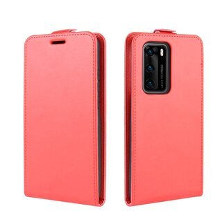 Flip Case Handyhlle fr Huawei P40 Pro Vertikal Schutzhlle Tasche Cover Rot Bumper Smartphone Kartensteckplatz-Kreditkarte-Geldscheine EC-Karte Bank-Karte
