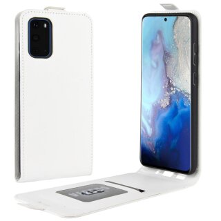 Flip Case Handyhülle für Samsung Galaxy S20 Vertikal Schutzhülle Tasche Cover Weiß Bumper Smartphone Kartensteckplatz-Kreditkarte-Geldscheine EC-Karte Bank-Karte