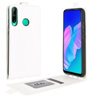 Flip Case Handyhülle für Huawei P40 Lite E Vertikal Schutzhülle Tasche Cover Weiß Bumper Smartphone Kartensteckplatz-Kreditkarte-Geldscheine EC-Karte Bank-Karte