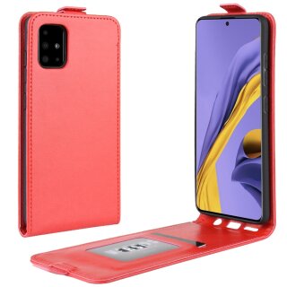 Flip Case Handyhülle  für Samsung Galaxy A51 Vertikal Schutzhülle Tasche Cover RotBumper Smartphone Kartensteckplatz-Kreditkarte-Geldscheine EC-Karte Bank-Karte
