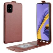 Flip Case Handyhülle  für Samsung Galaxy A51 Vertikal Schutzhülle Tasche Cover Braun Bumper Smartphone Kartensteckplatz-Kreditkarte-Geldscheine EC-Karte Bank-Karte