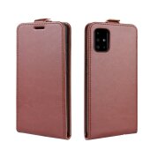 Flip Case Handyhülle  für Samsung Galaxy A51 Vertikal Schutzhülle Tasche Cover Braun Bumper Smartphone Kartensteckplatz-Kreditkarte-Geldscheine EC-Karte Bank-Karte