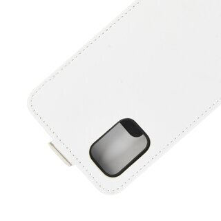 Flip Case Handyhülle für Samsung Galaxy A51 Vertikal Schutzhülle Tasche Cover Weiß Bumper Smartphone Kartensteckplatz-Kreditkarte-Geldscheine EC-Karte Bank-Karte