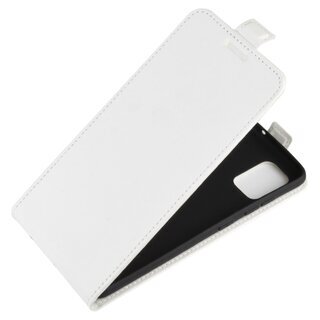 Flip Case Handyhülle für Samsung Galaxy A51 Vertikal Schutzhülle Tasche Cover Weiß Bumper Smartphone Kartensteckplatz-Kreditkarte-Geldscheine EC-Karte Bank-Karte