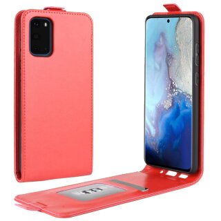 Flip Case Handyhülle für Samsung Galaxy S20 Ultra Vertikal Schutzhülle Tasche Cover Rot Bumper Smartphone Kartensteckplatz-Kreditkarte-Geldscheine EC-Karte Bank-Karte