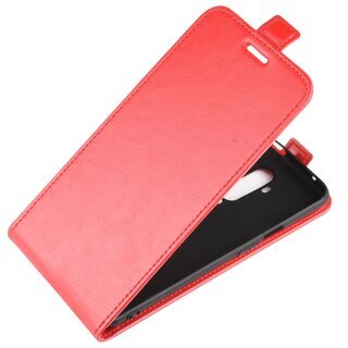 Flip Case Handyhlle fr OnePlus 7 Pro Vertikal Schutzhlle Tasche Cover Rot Bumper Smartphone Kartensteckplatz-Kreditkarte-Geldscheine EC-Karte Bank-Karte