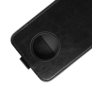 Flip Case Handyhlle fr OnePlus 7T Vertikal Schutzhlle Tasche Cover Schwarz Bumper Smartphone Kartensteckplatz-Kreditkarte-Geldscheine EC-Karte Bank-Karte