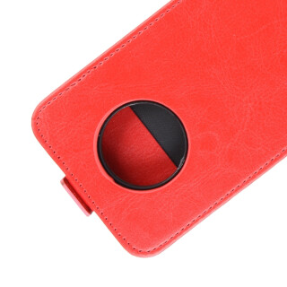Flip Case Handyhlle fr OnePlus 7T Vertikal Schutzhlle Tasche Cover Rot Bumper Smartphone Kartensteckplatz-Kreditkarte-Geldscheine EC-Karte Bank-Karte