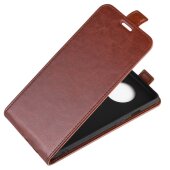 Flip Case Handyhülle für OnePlus 7T Vertikal Schutzhülle Tasche Cover Braun Bumper Smartphone Kartensteckplatz-Kreditkarte-Geldscheine EC-Karte Bank-Karte