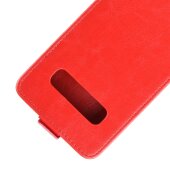 Flip Case Handyhülle für Samsung Galaxy S10 Plus Vertikal Schutzhülle Tasche Cover Rot Bumper Smartphone Kartensteckplatz-Kreditkarte-Geldscheine EC-Karte Bank-Karte