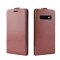 Flip Case Handyhülle für Samsung Galaxy S10 Plus Vertikal Schutzhülle Tasche Cover Braun Bumper Smartphone Kartensteckplatz-Kreditkarte-Geldscheine EC-Karte Bank-Karte