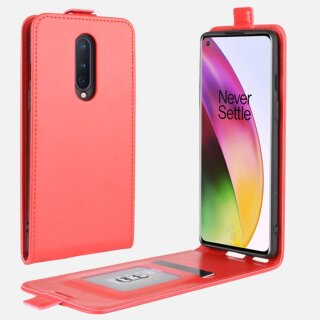 Flip Case Handyhülle für OnePlus 8 Vertikal Schutzhülle Tasche Cover Rot Bumper Smartphone Kartensteckplatz-Kreditkarte-Geldscheine EC-Karte Bank-Karte