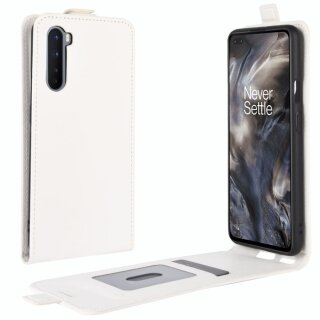 Flip Case Handyhülle für OnePlus Nord Vertikal Schutzhülle Tasche Cover Weiß Bumper Smartphone Kartensteckplatz-Kreditkarte-Geldscheine EC-Karte Bank-Karte