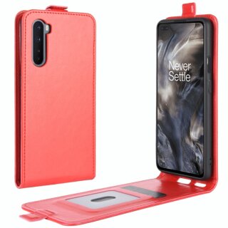 Flip Case Handyhülle für OnePlus Nord Vertikal Schutzhülle Tasche Cover Rot Bumper Smartphone Kartensteckplatz-Kreditkarte-Geldscheine EC-Karte Bank-Karte
