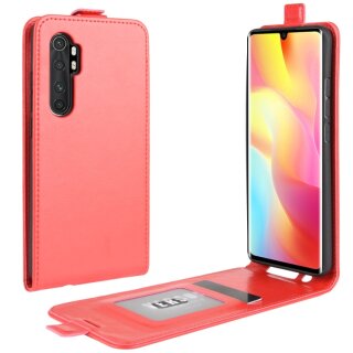 Flip Case Handyhülle für Xiaomi Mi Note 10 Lite Vertikal Schutzhülle Tasche Cover Rot Bumper Smartphone Kartensteckplatz-Kreditkarte-Geldscheine EC-Karte Bank-Karte