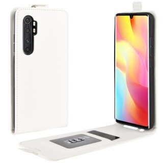 Flip Case Handyhülle für Xiaomi Mi Note 10 Lite Vertikal Schutzhülle Tasche Cover Weiß Bumper Smartphone Kartensteckplatz-Kreditkarte-Geldscheine EC-Karte Bank-Karte