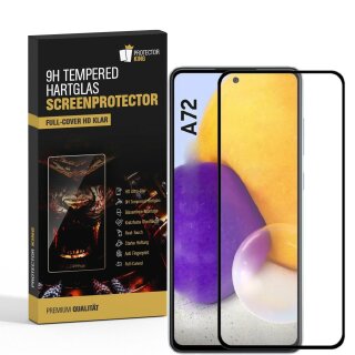 2x 9H Hartglas für Samsung Galaxy A72 FULL COVER Schutzfolie Schutzglas Klar Displayglas Tempered Glasfolie Panzerglas Sicherheitsglas Echtglas Displayschutz Panzerfolie