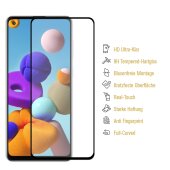 1x 9H Panzerglas für Samsung Galaxy A21s FULL COVER Displayschutz Schutzglas Hartglas Schutzfolie Panzerfolie KLAR Tempered echtes Displayglas Glasfolie Displayfolie Folie Transparent