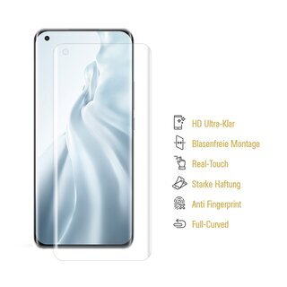 2x Displayfolie fr Xiaomi Mi 11 FULL COVER Displayschutzfolie HD KLAR