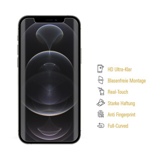 2x Displayschutzfolie fr iPhone 12 Pro FULL COVER Displayfolie HD KLAR Schutzfolie