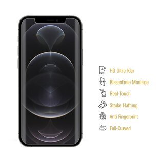 4x Displayschutzfolie fr iPhone 12 Pro Max FULL COVER Displayfolie HD KLAR