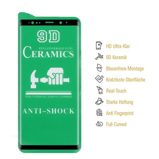 2x 9D Keramik fr Samsung Galaxy Note 9 FULL-COVER Panzerfolie Displayschutz Panzerschutz Schutzfolie Displayfolie Folie ANTI-SHOK ANTI-BRUCH-ANTI-STO