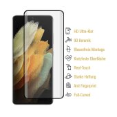 4x 9D Keramik-Glass für Samsung Galaxy S21 Ultra FULL CURVED 3D KLAR Panzerfolie Displayschutz Schutzfolie Ceramic Screen-Protector
