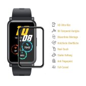 2x 9H Hartglas für Huawei Honor Watch ES FULL CURVED Displayschutz Panzerfolie Panzerglas Schutzfolie Schutzglas HD Klar Schwarzer Rand