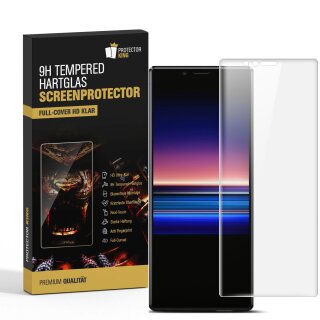 6x 9H Hartglas für Sony Xperia 1 FULL-CURVED Panzerfolie Displayschutz HD KLAR Panzerglas Schutzglas Schutzfolie