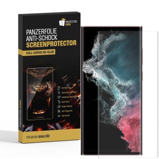 2x 9H Nano-Glass für Samsung Galaxy S22 Ultra FULL CURVED 3D KLAR Anti-Shock Anti-Bruch Anti-Stoß Anti-Schmutz Panzernanoglas Displayschutz Schutzfolie Panzerfolie Panzerglas Screen-Protector