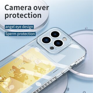 Schutzhlle fr iPhone 12 Pro Kamera Case Handyhlle Cover Tasche Transparent Smartphone Bumper (Kartensteckplatz-Kreditkarte-Geldscheine)