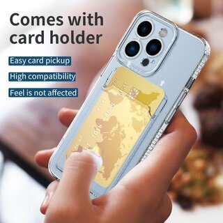Schutzhlle fr iPhone 13 Pro Max Kamera Case Handyhlle Cover Tasche Transparent Smartphone Bumper (Kartensteckplatz-Kreditkarte-Geldscheine)