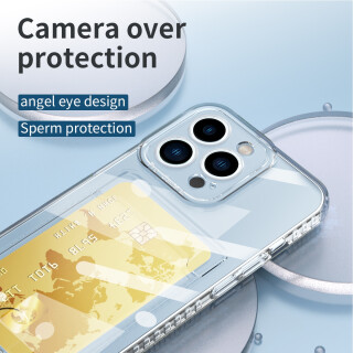 Schutzhlle fr iPhone 13 Pro Kamera Case Handyhlle Cover Tasche Transparent Smartphone Bumper (Kartensteckplatz-Kreditkarte-Geldscheine)