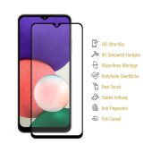 1x 9H Panzerglas für Samsung Galaxy A22 5G FULL COVER Displayschutz Schutzglas Hartglas Schutzfolie Panzerfolie KLAR Tempered echtes Displayglas Glasfolie Displayfolie Folie Transparent