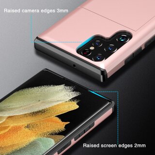 Schutzhlle fr Samsung Galaxy S22 Ultra Wei Handyhlle Schutztasche Case Cover Tasche Transparent Smartphone Bumper (Kartensteckplatz-Kreditkarte-Geldscheine)