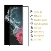 4x 9D Keramik-Glass für Samsung Galaxy S22 Ultra FULL COVER 3D KLAR Panzerfolie Displayschutz Schutzfolie Ceramic Screen-Protector