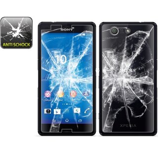2x Panzerfolie für Sony Xperia Z3 Compact ANTI-SCHOCK Displayschutzfolie KLAR FB