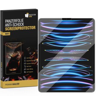 2x Panzerfolie für iPad Pro 12.9 2022 Displayschutz MATT Entspiegel Schutzfolie ANTI-REFLEX/ ANTI-SHOCK/ ANTI-KRATZ/ ANTI-BRUCH/ ANTI-SCHMUTZ