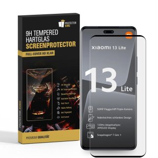 6x 9H Panzerglas für Xiaomi 13 Lite FULL CURVED Displayschutz Panzerfolie Schutzfolie Schutzglas DisplayglasHartglas echtes Tempered Sicherheitsglas Glasfolie