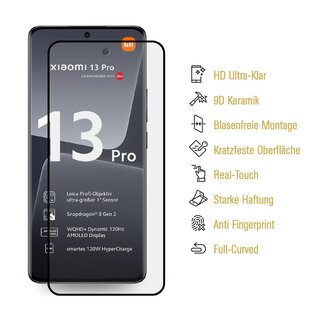 2x Panzerfolie fr Xiaomi 13 Pro FULL-CURVED KERAMIK Displayschutz Schutzfolie Displayfolie Folie ANTI-SHOK/ ANTI-LRATZ/ ANTI-BRUCH/ ANTI-STO