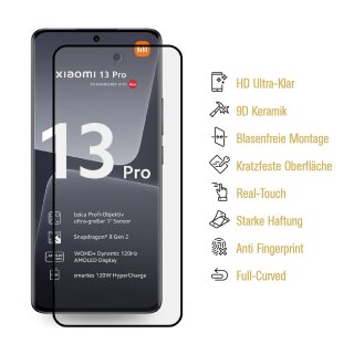 4x Panzerfolie fr Xiaomi 13 Pro FULL-CURVED KERAMIK Displayschutz Schutzfolie Displayfolie Folie ANTI-SHOK/ ANTI-LRATZ/ ANTI-BRUCH/ ANTI-STO