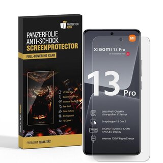 1x Panzerfolie fr Xiaomi 13 Pro FULL CURVED Displayschutz Schutzfolie KLAR/ ANTI-SHOCK/ ANTI-KRATZ/ ANTI-BRUCH/ ANTI-SCHMUTZ